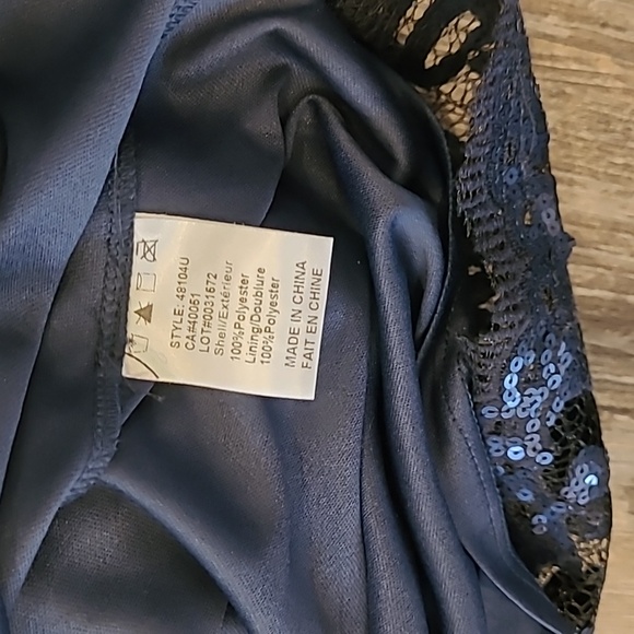 NWT 🆕️Lyman Women's Peplum Lined Dress Midnight Blue Sequins on Black Lace Sz10 - Picture 6 of 8